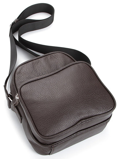 Leather Messenger Bag SHVIGEL 00899 Brown Genuine Leather, Made in Ukraine