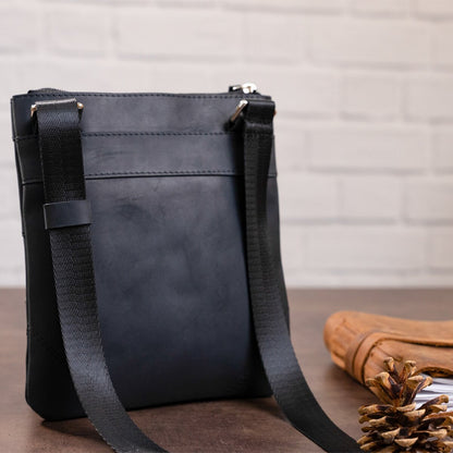 Leather Bag SHVIGEL 11024 Black Genuine Leather Handmade from Ukraine