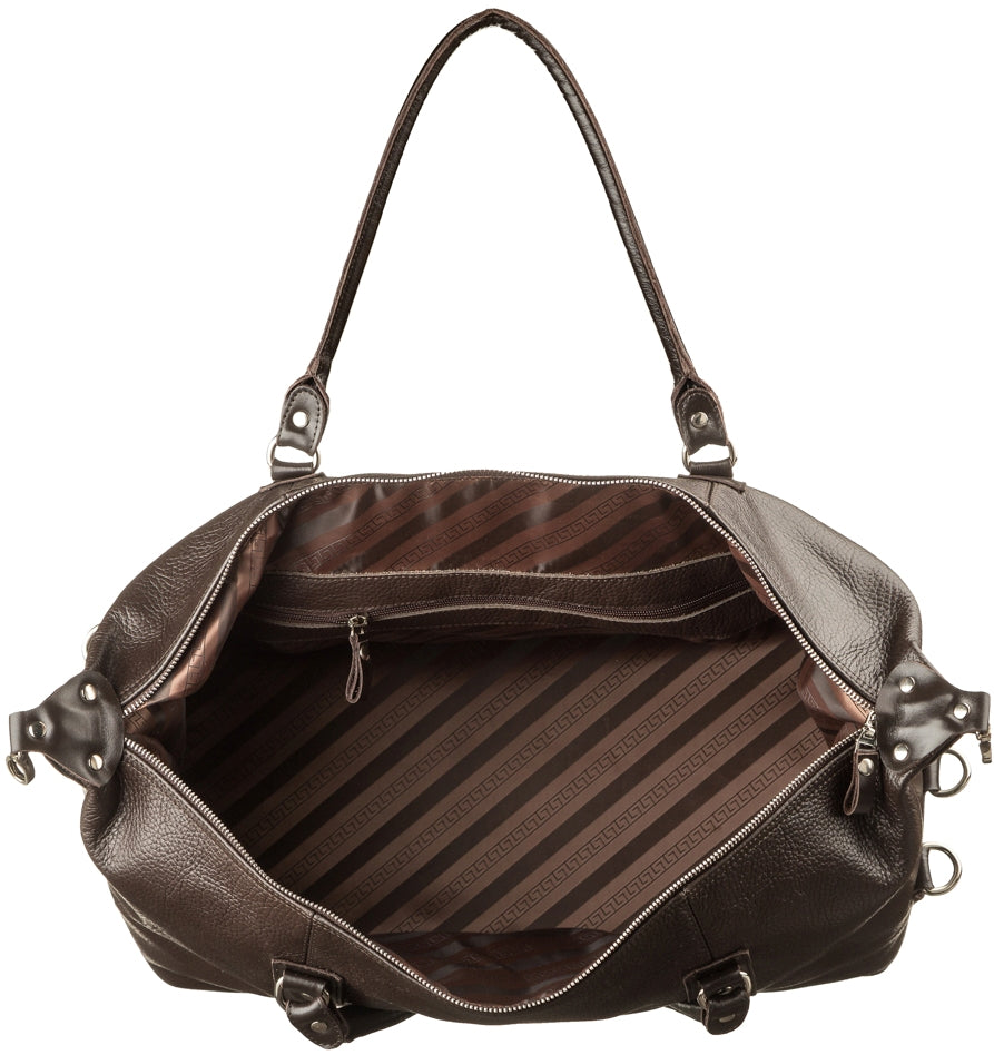 Travel Bag SHVIGEL 00879 Brown Genuine Leather Durable Stylish Design