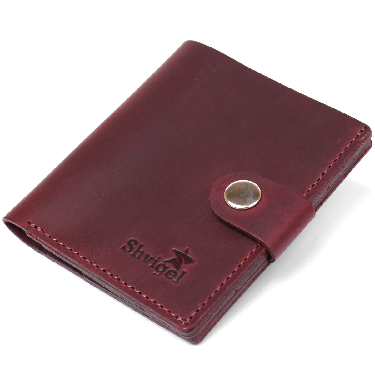 Fashionable Vintage Women's Wallet SHVIGEL 16499 Burgundy Natural Leather