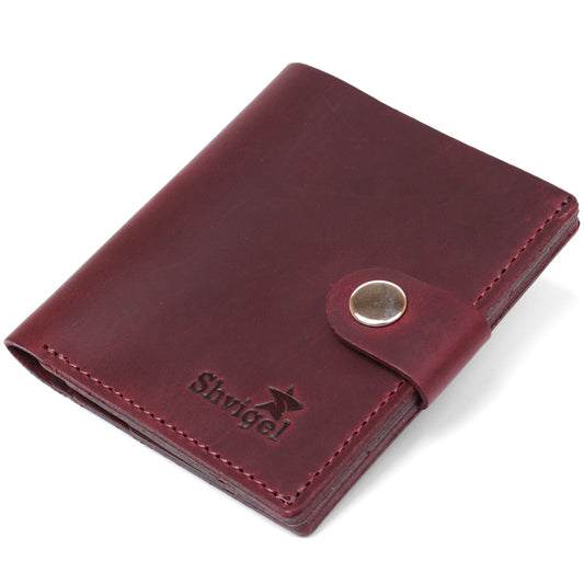 Fashionable Vintage Women's Wallet SHVIGEL 16499 Burgundy Natural Leather