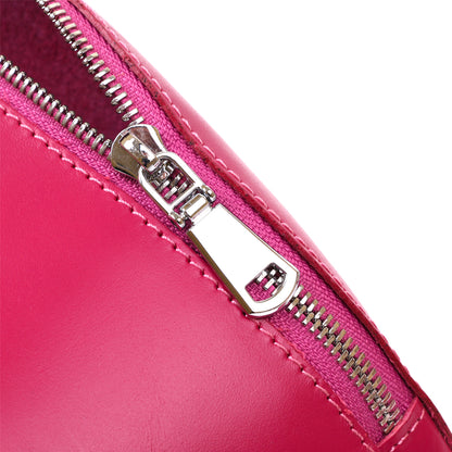 Stylish Women's Leather Banana Bag SHVIGEL 16392 Raspberry Color Premium Quality