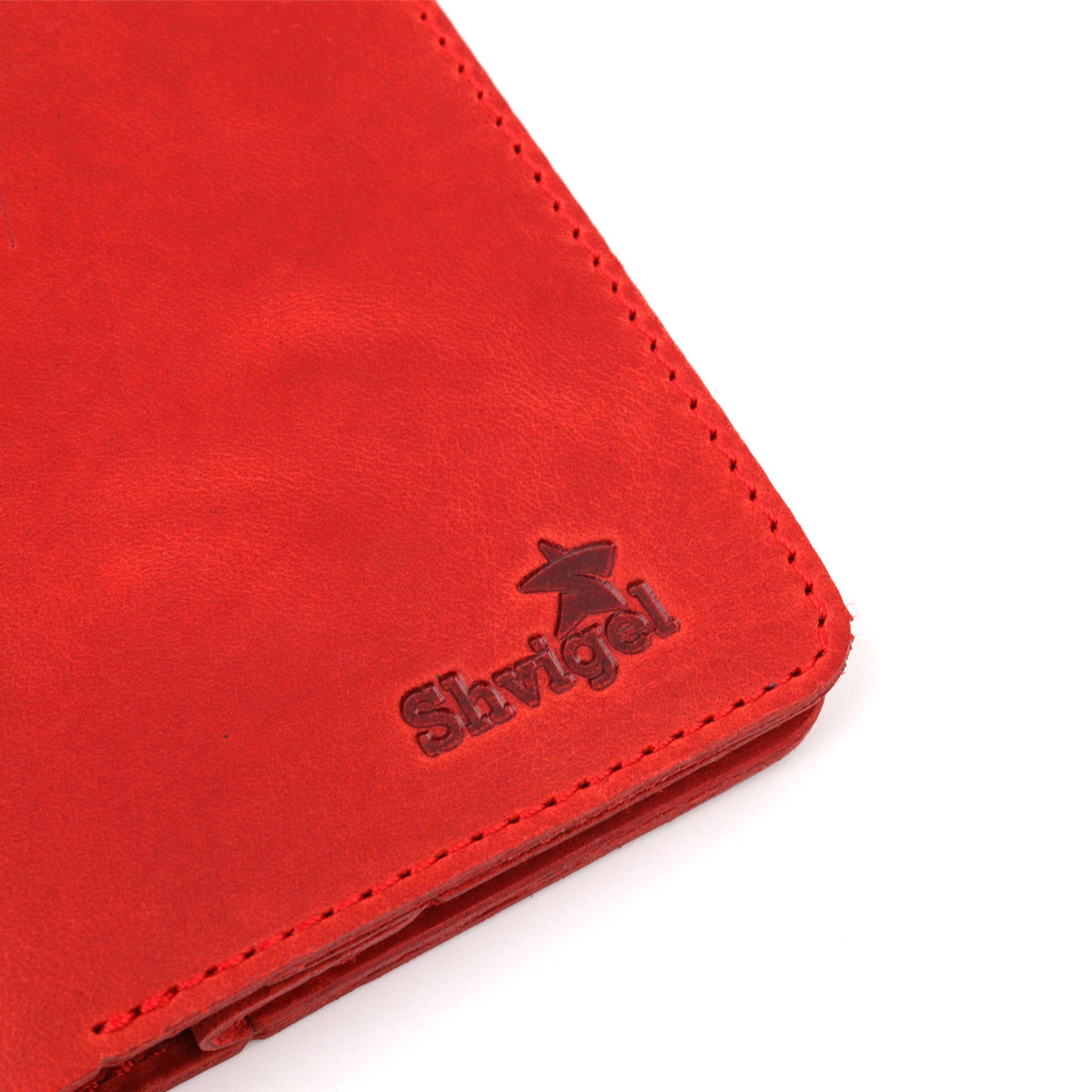 Vintage Leather Wallet for Women by SHVIGEL 16602 Red - Made in Ukraine, Natural Leather