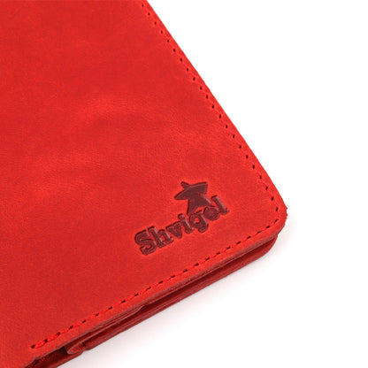Vintage Leather Wallet for Women by SHVIGEL 16602 Red - Made in Ukraine, Natural Leather