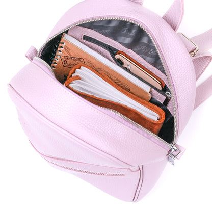 Small Women's Backpack SHVIGEL 16305 Lilac Genuine Leather Stylish Design