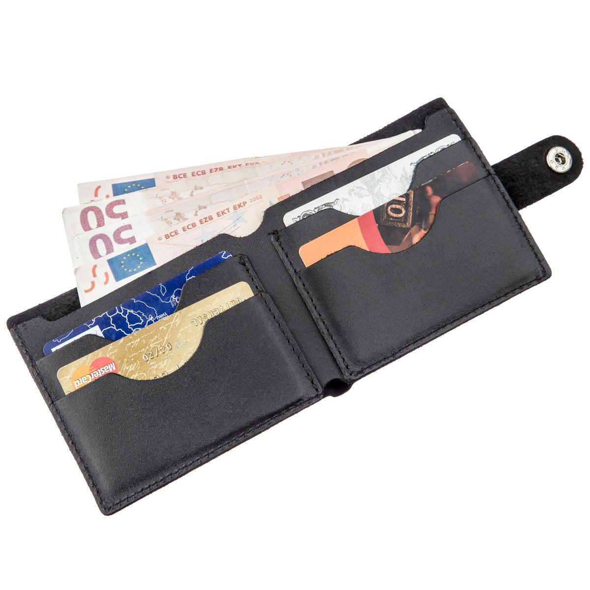 Horizontal Men's Wallet SHVIGEL 16217 Black Genuine Leather - Ukrainian Craftsmanship