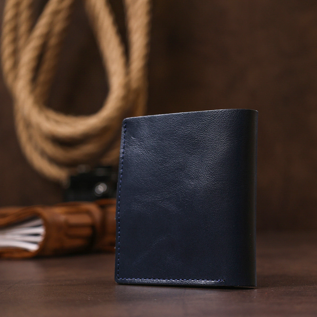 Compact Stylish Wallet SHVIGEL 16486 Blue - Genuine Leather, Made in Ukraine