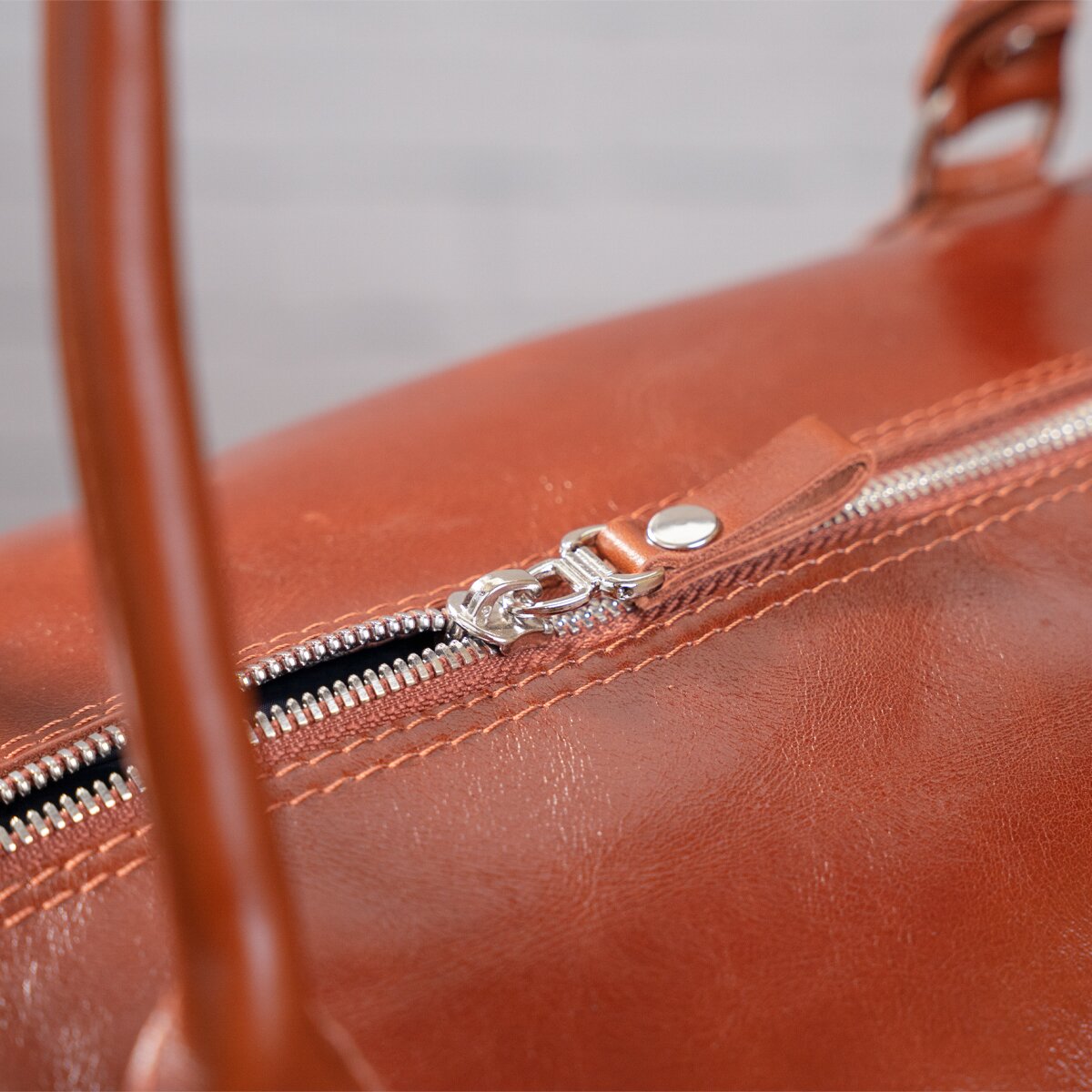 Travel Bag SHVIGEL 00882 in Ruda Color - Handmade from Natural Leather, Ukraine