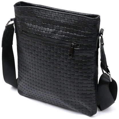 Leather Crossbody Bag for Men SHVIGEL 11600 Black Genuine Leather Quality
