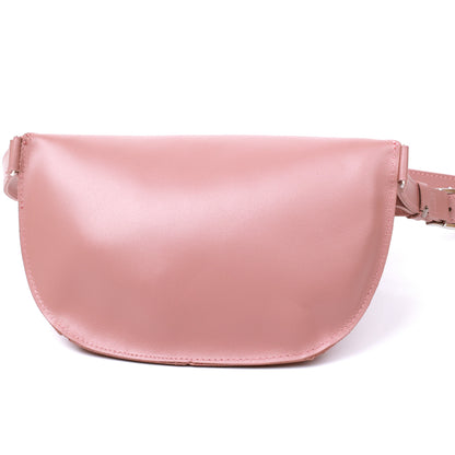 Women's Practical Leather Fanny Pack SHVIGEL 16385 Pink, Made in Ukraine