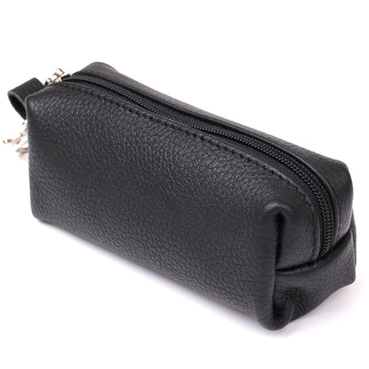 Leather Key Holder Tube SHVIGEL 16226 Black - Natural Leather Classic Design for Keys