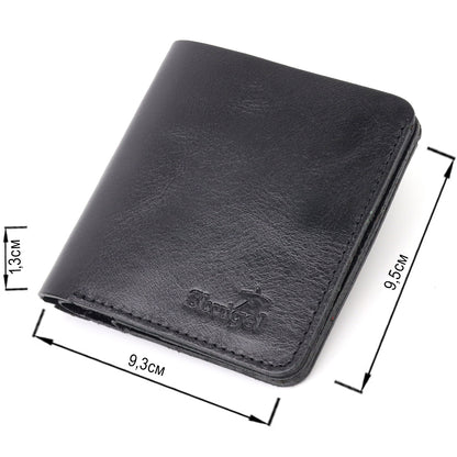 Men's Small Leather Wallet SHVIGEL 16606 Black Genuine Leather Quality Craftsmanship