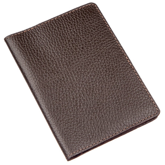 Leather Passport Cover Wallet SHVIGEL 13960 Brown Genuine Leather Handmade from Ukraine