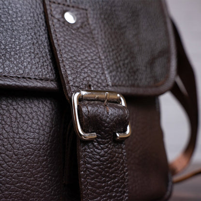 Leather Handbag SHVIGEL 00854 Brown - Genuine Leather, Made in Ukraine