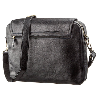 Men's Leather Shoulder Bag SHVIGEL 19116 Black Natural Leather Handmade