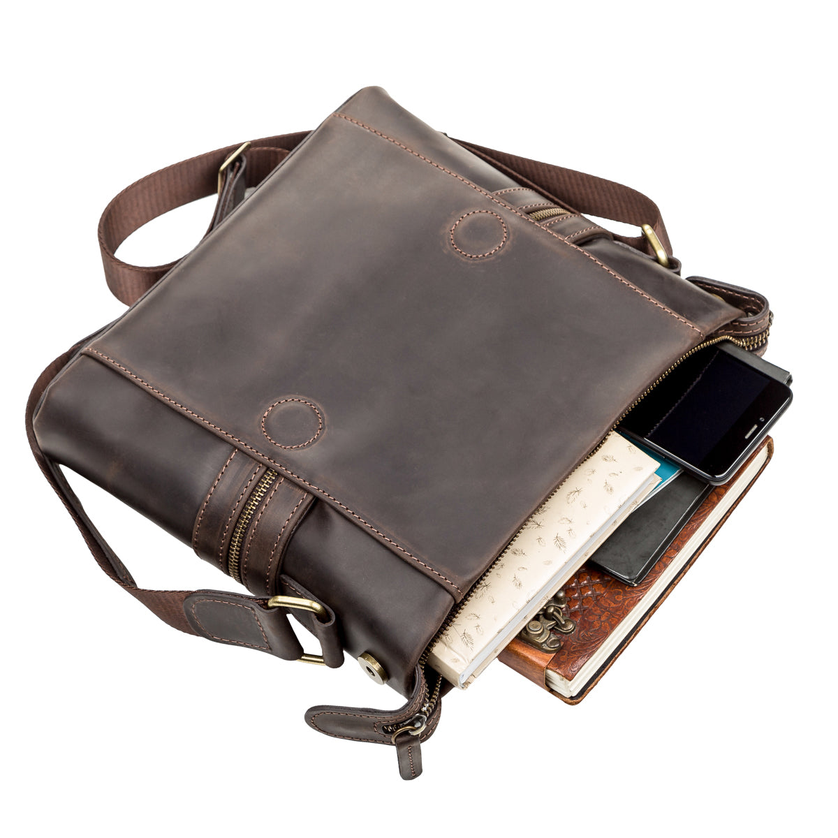 Men's Leather Bag SHVIGEL 11097 Brown Genuine Leather Made in Ukraine