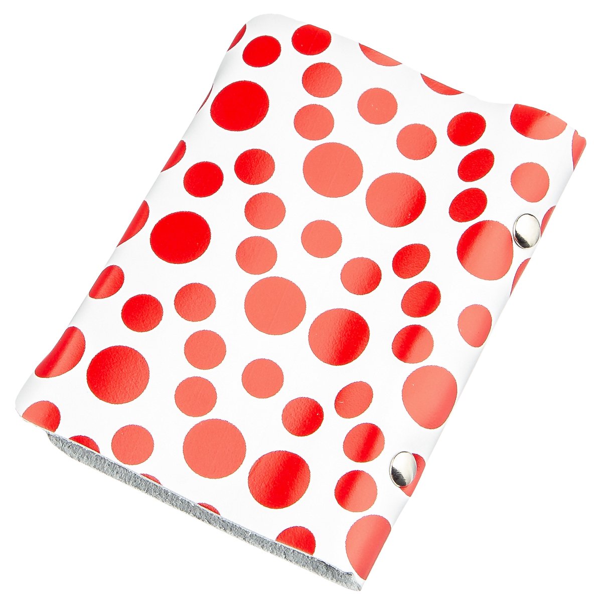 Leather Vertical Business Card Holder SHVIGEL 19081 Red Polka Dot Genuine Leather