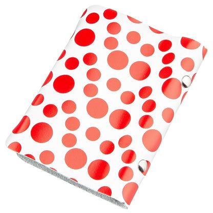 Leather Vertical Business Card Holder SHVIGEL 19081 Red Polka Dot Genuine Leather
