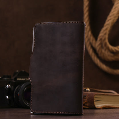Large SHVIGEL Business Card Holder 13904 Brown Leather for Visiting Cards