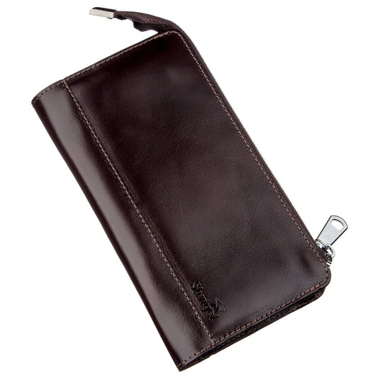 Men's Leather Clutch SHVIGEL 16184 Brown | Premium Natural Leather Design
