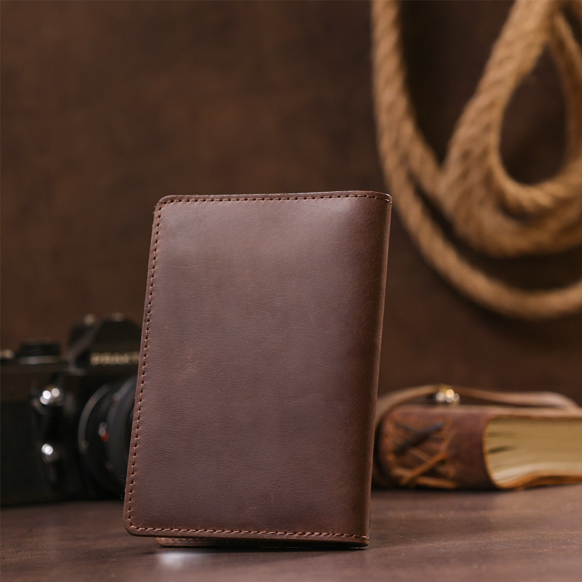 Leather Auto Document Holder SHVIGEL 13922 Brown Natural Leather for Drivers