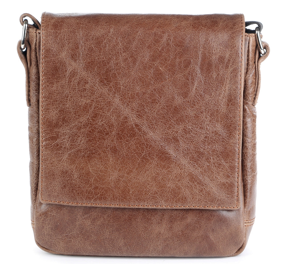 Leather Bag SHVIGEL 00978 Brown Genuine Leather Handmade in Ukraine
