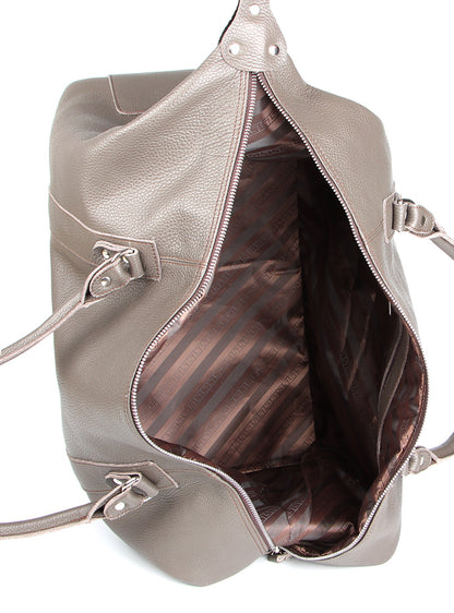 Travel Bag SHVIGEL 00889 Gray Genuine Leather Made in Ukraine
