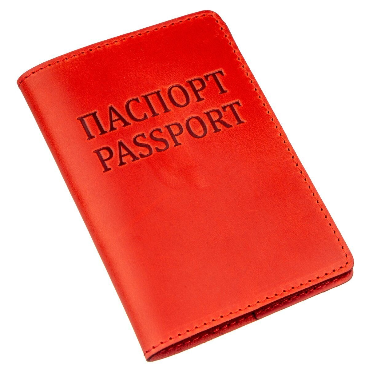 Leather Passport Cover SHVIGEL 13959 Crazy Red - Handmade from Natural Leather