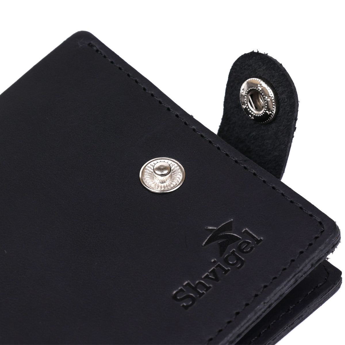 Men's Leather Wallet SHVIGEL 16432 Black, Crafted from Premium Natural Leather, Ukraine