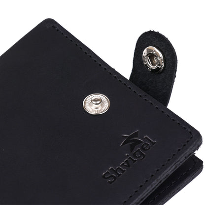 Men's Leather Wallet SHVIGEL 16432 Black, Crafted from Premium Natural Leather, Ukraine
