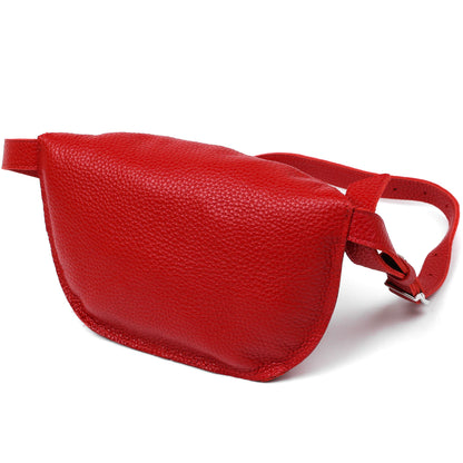 Women's Genuine Leather Belt Bag by SHVIGEL, Article 16372, Red Color, Made in Ukraine