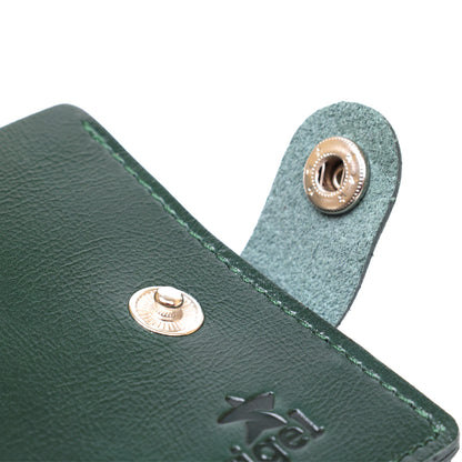 Stylish Small Leather Wallet SHVIGEL 16441 Green Made in Ukraine Natural Leather