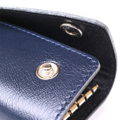 Practical Leather Key Holder SHVIGEL 16533 Blue Natural Leather for Keys