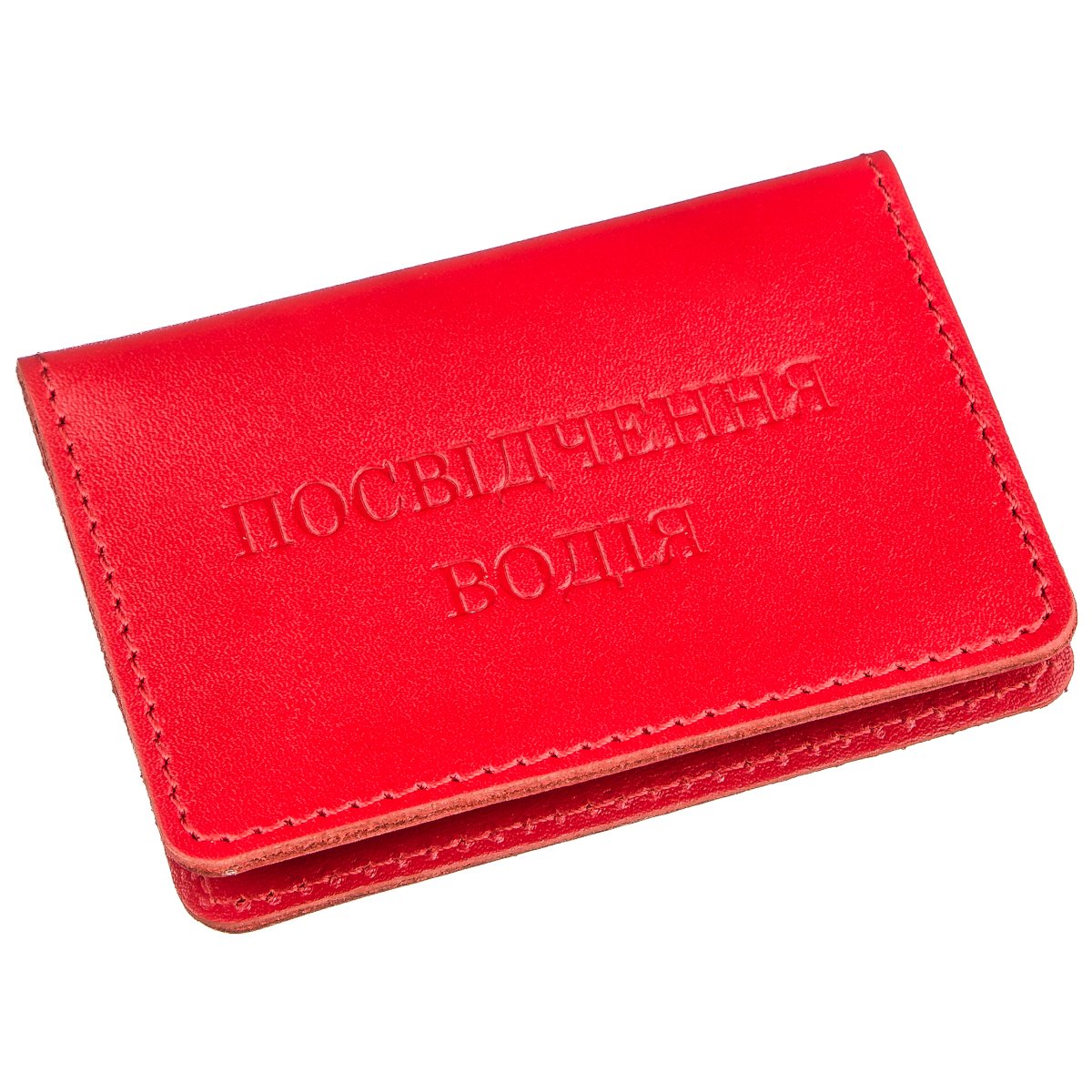 Bright Red Leather Driver's License Cover SHVIGEL 13969, Made in Ukraine, Genuine Leather