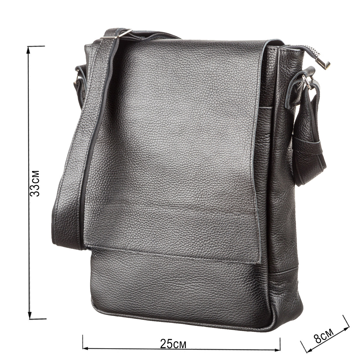 Leather Bag SHVIGEL 11080 Black Made in Ukraine, Genuine Leather Material