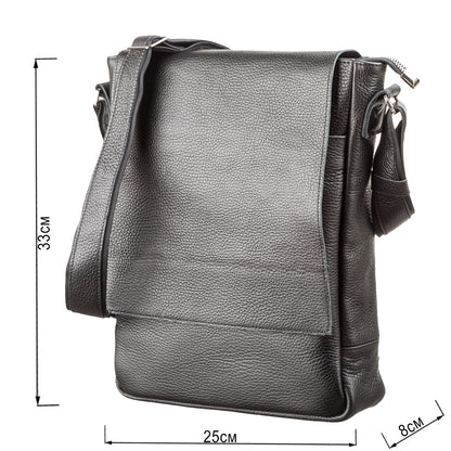 Leather Bag SHVIGEL 11080 Black Made in Ukraine, Genuine Leather Material