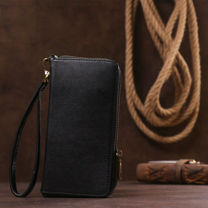 Men's Horizontal Leather Clutch SHVIGEL 19123 Black Natural Leather Material