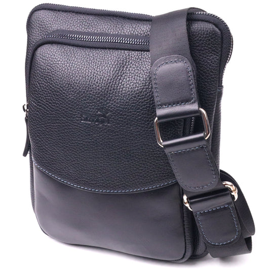 Men's Combination Leather Bag SHVIGEL 18720 Black - Premium Quality Ukrainian Craftsmanship