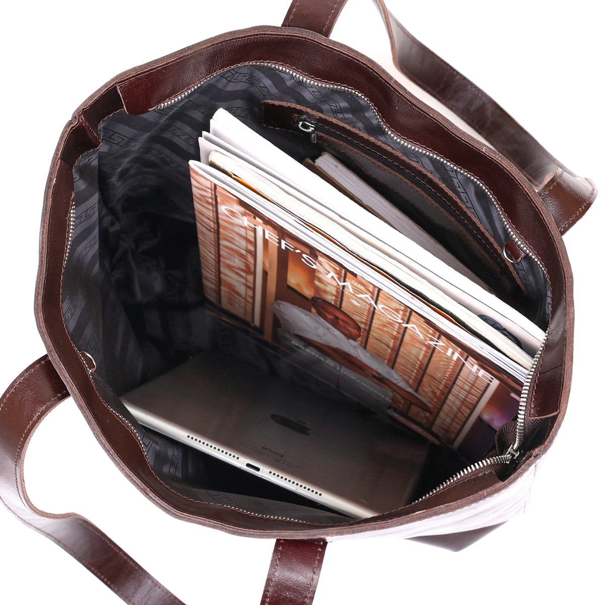 Leather Women's Tote Bag SHVIGEL 16370 Brown Natural Leather Ukrainian Craftsmanship
