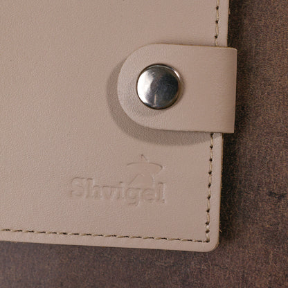 Stylish Leather Wallet SHVIGEL 16468 Beige Genuine Leather for Daily Use