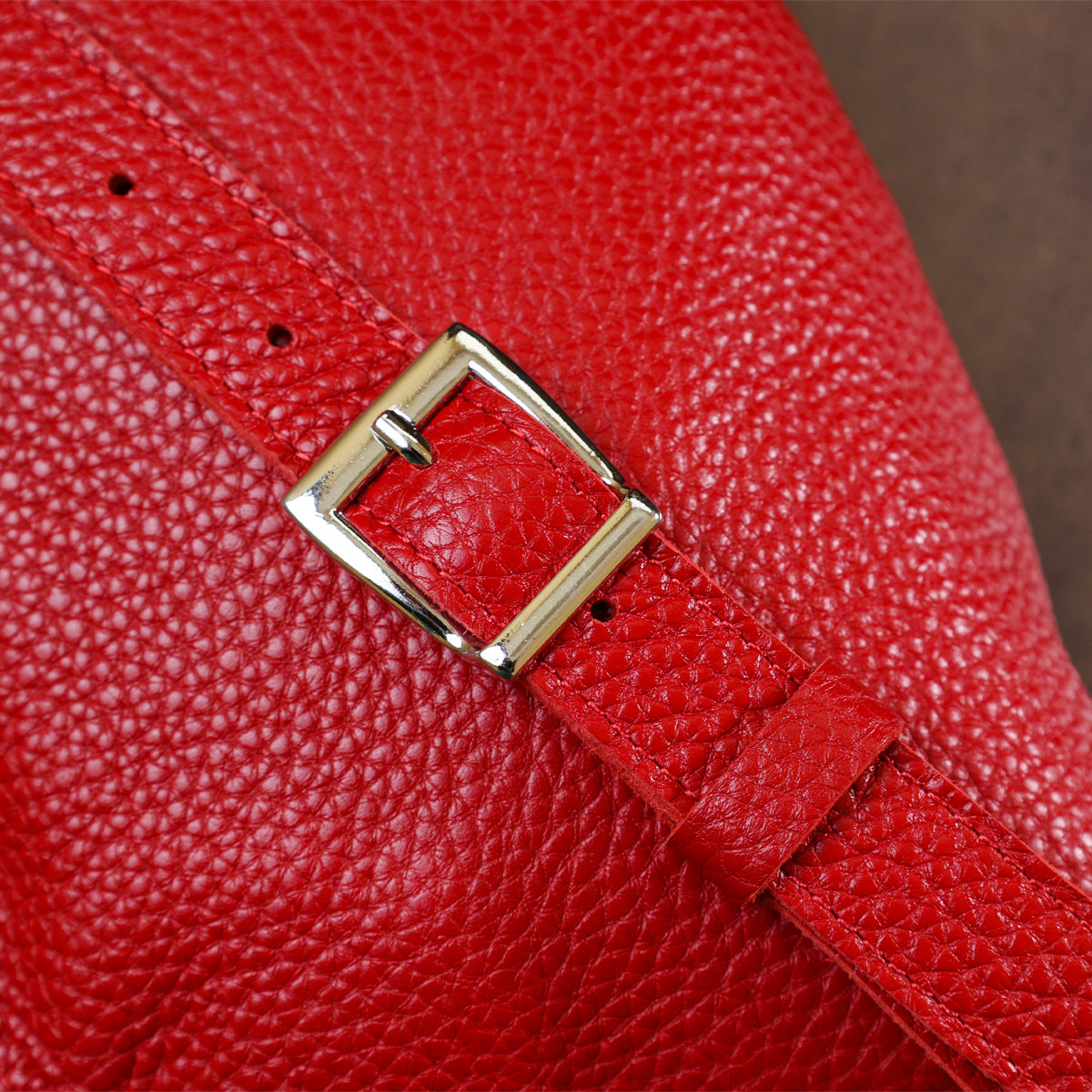 Women's Genuine Leather Belt Bag by SHVIGEL, Article 16372, Red Color, Made in Ukraine