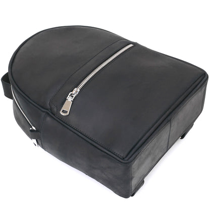 Vintage Universal Backpack SHVIGEL 16313 Black Natural Leather Made in Ukraine