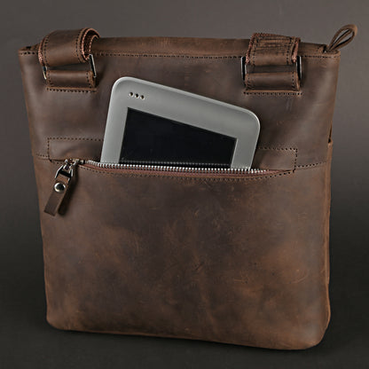 Vintage Leather Bag SHVIGEL 00998 Brown Natural Leather, Made in Ukraine