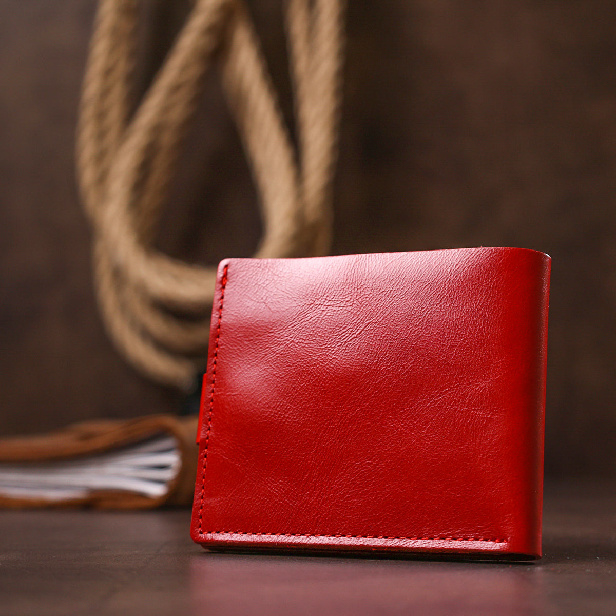 Small Women's Leather Wallet SHVIGEL 16440 in Red - Genuine Leather, Made in Ukraine