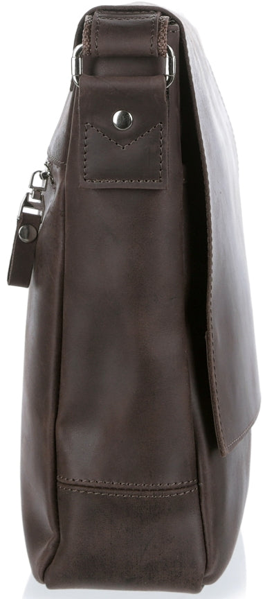 Messenger Bag SHVIGEL 00886 Brown Genuine Leather Handmade in Ukraine