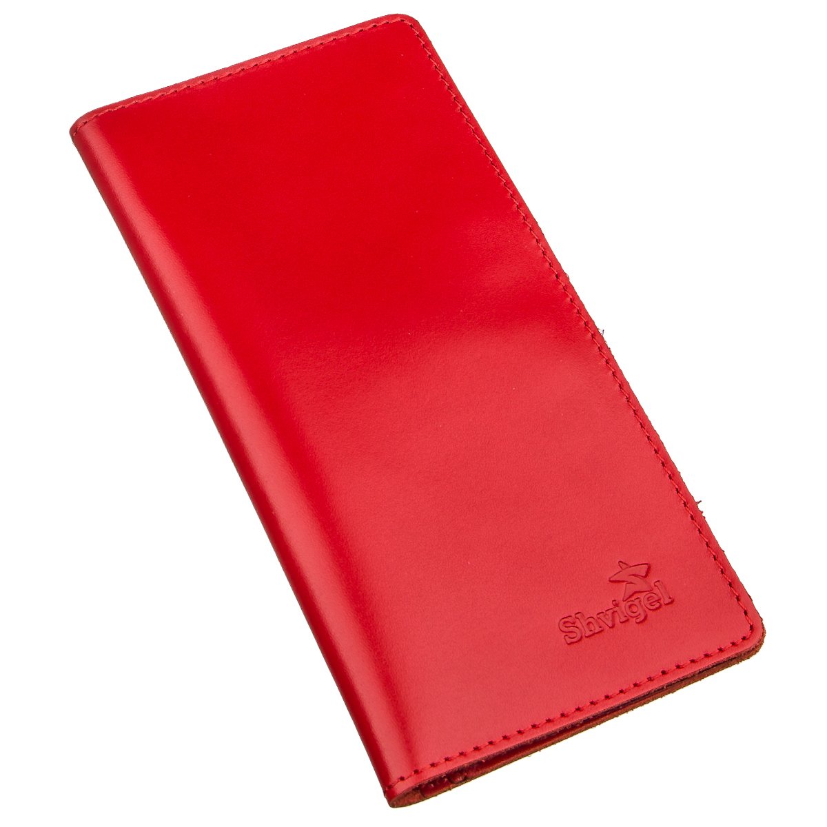 Vertical Wallet SHVIGEL 13990 Red Made of Genuine Leather from Ukraine