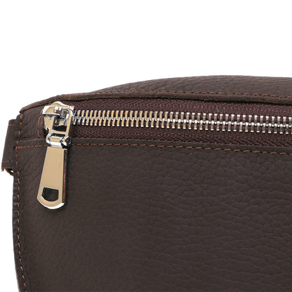 Leather Matte Banana Bag SHVIGEL 16381 Brown Handmade from Natural Leather