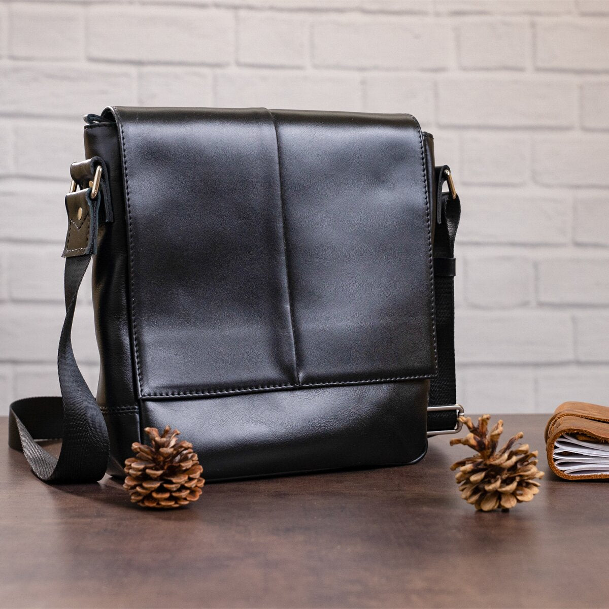 Men's Genuine Leather Bag SHVIGEL 00878 Black, Stylish Design Made in Ukraine