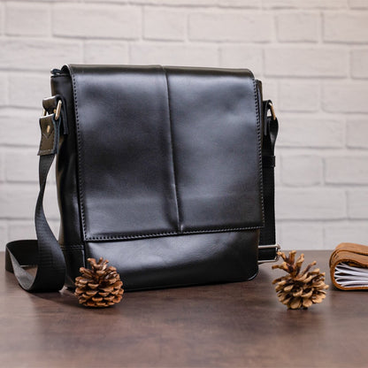 Men's Genuine Leather Bag SHVIGEL 00878 Black, Stylish Design Made in Ukraine