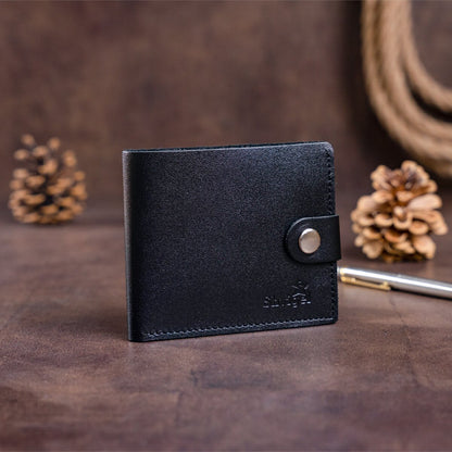 Men's Leather Wallet with Coin Compartment SHVIGEL 16211 Black, Natural Leather, Ukraine
